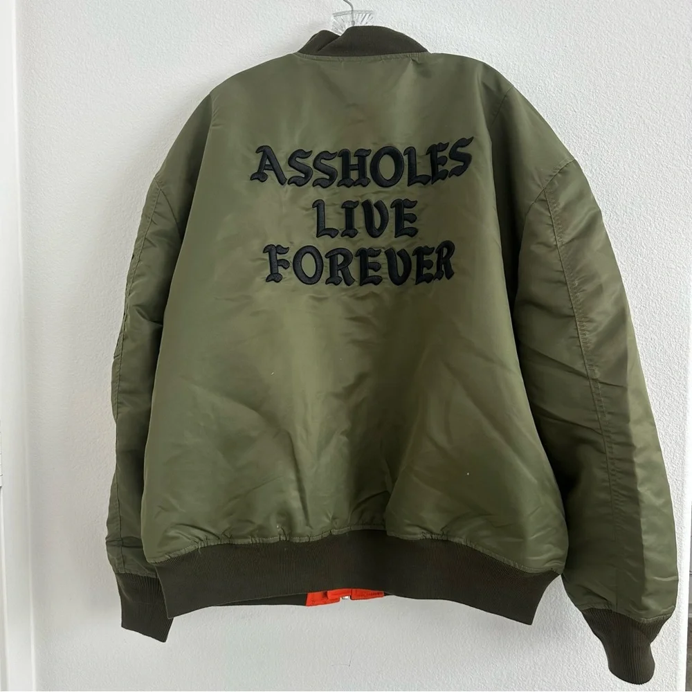Lindafinegold ALF Reversible Olive Green and Orange Bomber Jacket Size: L